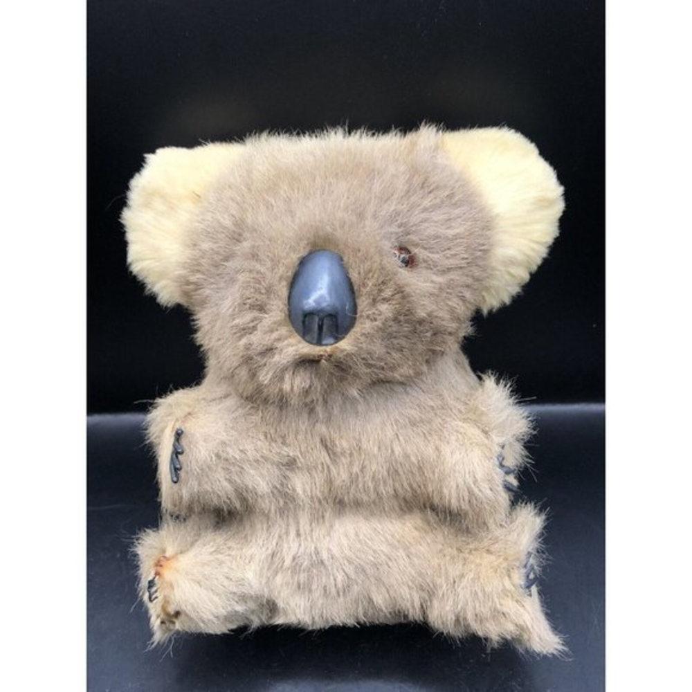 VTG Australian Koala Bear plush w Real Kangaroo Wallaby FUR Claws 6” Cute Fluffy